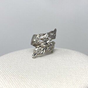 Adjustable Silver‎ Leaf Wrap Ring 925 Sterling Abstract Artsy